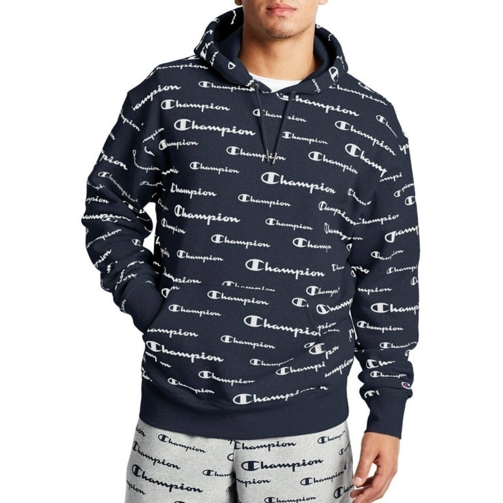 Champion all over print hooded sweatshirt Mens S